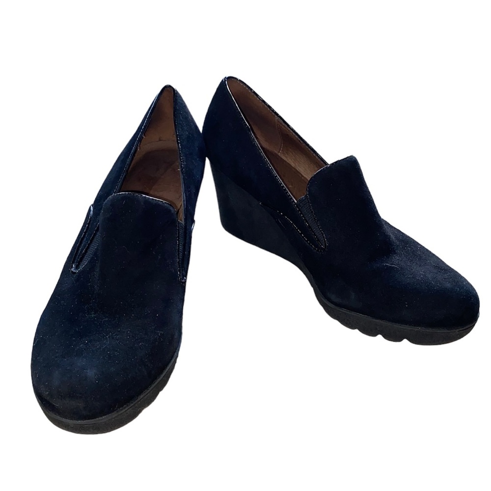 Donald J Pliner Black Melia Platform Suede Close Toed Shoes sz 8
